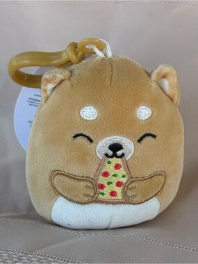 Squishmallow Plush Angie Shiba Inu Eating Pizza Keychain Toy
